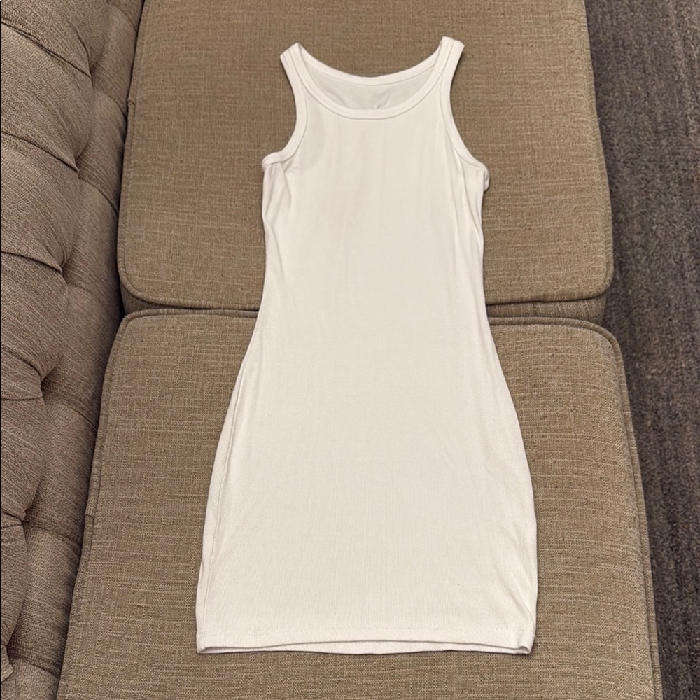 White Ribbed Bodycon Dress